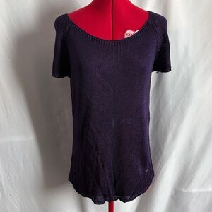 Escada Short Sleeve Knit Top in Deep Purple